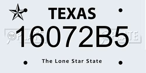16072B5 Texas License Plate