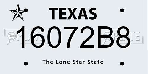 16072B8 Texas License Plate
