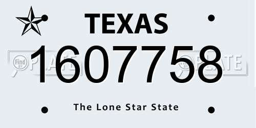 1607758 Texas License Plate