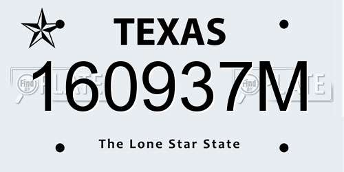 160937M Texas License Plate
