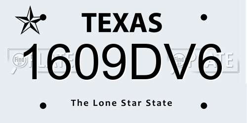 1609DV6 Texas License Plate