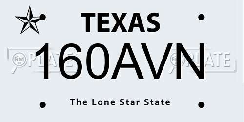 160AVN Texas License Plate