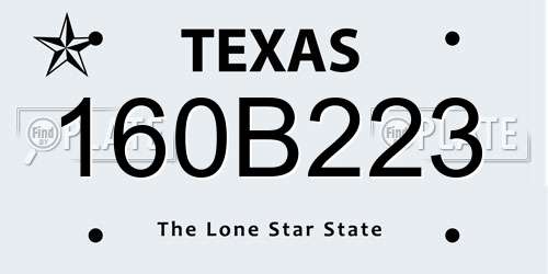 160B223 Texas License Plate