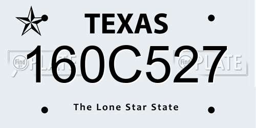 160C527 Texas License Plate