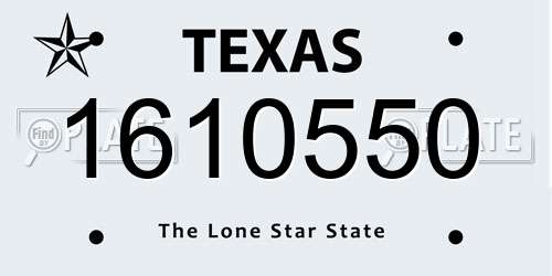 1610550 Texas License Plate