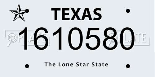 1610580 Texas License Plate