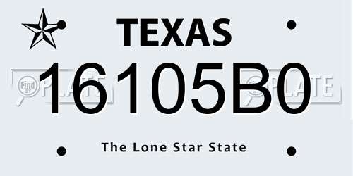 16105B0 Texas License Plate