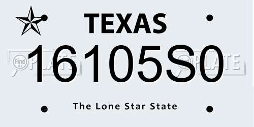 16105S0 Texas License Plate