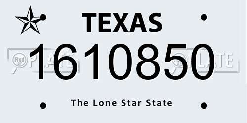 1610850 Texas License Plate