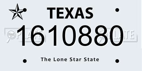 1610880 Texas License Plate