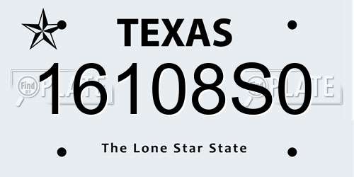 16108S0 Texas License Plate