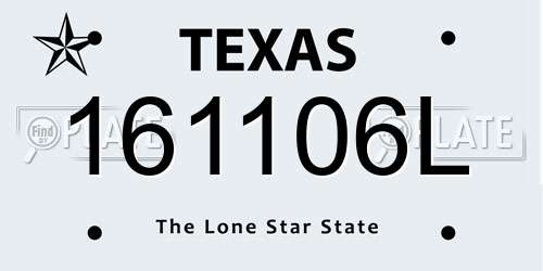 161106L Texas License Plate