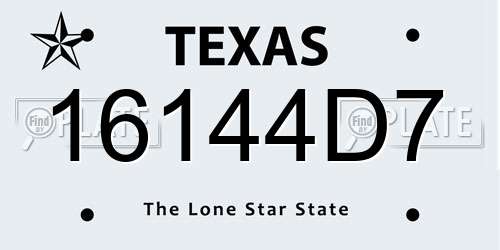 16144D7 Texas License Plate