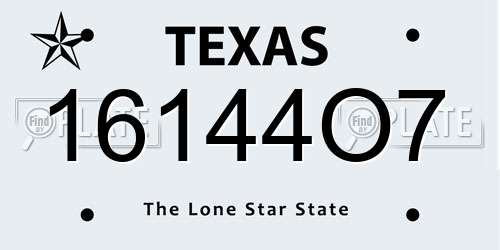 16144O7 Texas License Plate