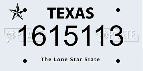1615113 Texas License Plate