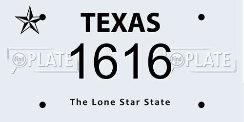 1616 Texas License Plate