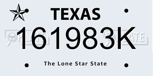 161983K Texas License Plate