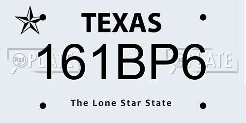 161BP6 Texas License Plate