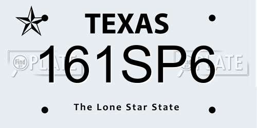 161SP6 Texas License Plate