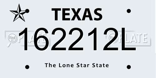 162212L Texas License Plate