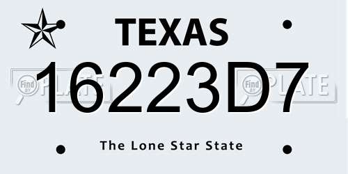 16223D7 Texas License Plate