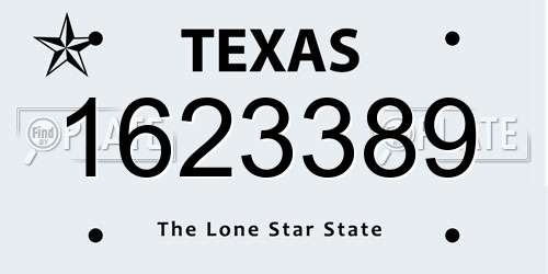1623389 Texas License Plate