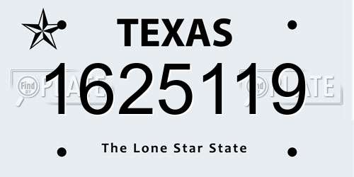 1625119 Texas License Plate