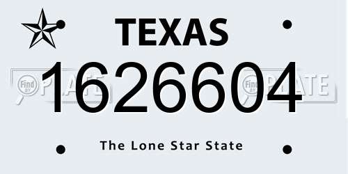 1626604 Texas License Plate