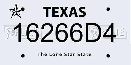 16266D4 Texas License Plate