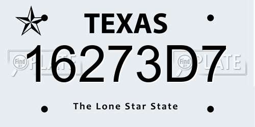 16273D7 Texas License Plate