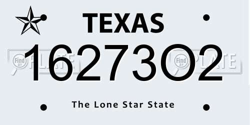 16273O2 Texas License Plate