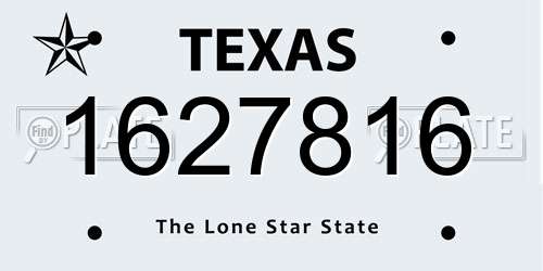 1627816 Texas License Plate