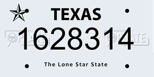 1628314 Texas License Plate