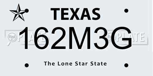 162M3G Texas License Plate