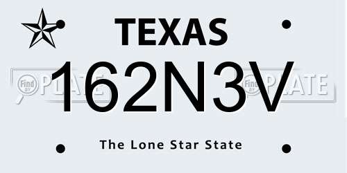 162N3V Texas License Plate
