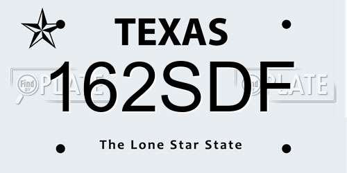 162SDF Texas License Plate