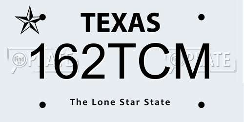 162TCM Texas License Plate