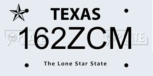 162ZCM Texas License Plate