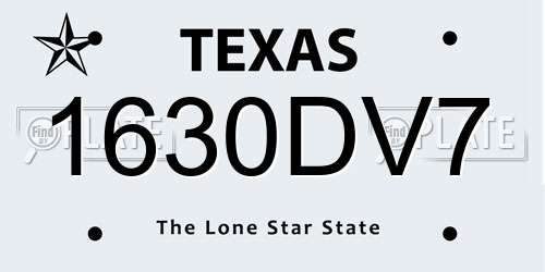1630DV7 Texas License Plate