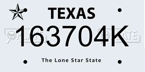 163704K Texas License Plate