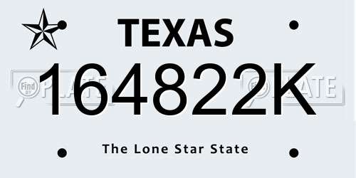 164822K Texas License Plate