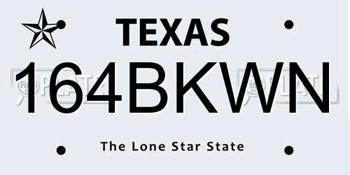 164BKWN Texas License Plate