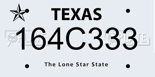 164C333 Texas License Plate