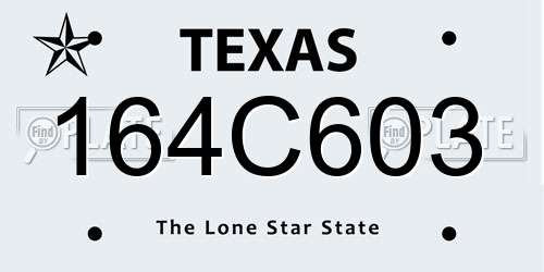 164C603 Texas License Plate