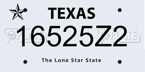 16525Z2 Texas License Plate