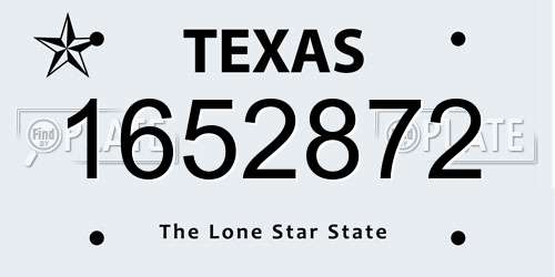 1652872 Texas License Plate