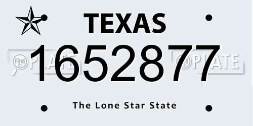 1652877 Texas License Plate