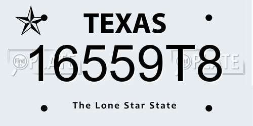 16559T8 Texas License Plate