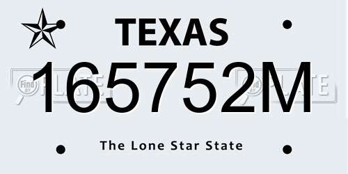 165752M Texas License Plate