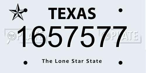 1657577 Texas License Plate